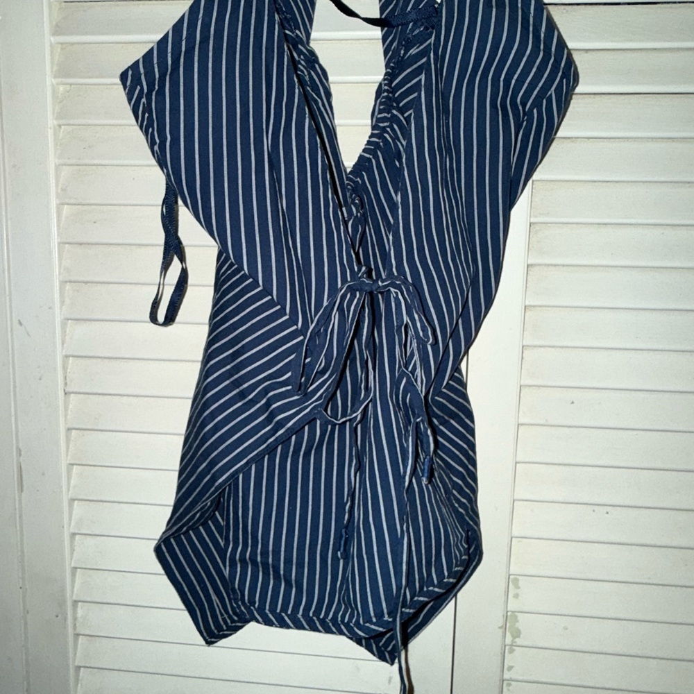 Anthropologie Women’s Striped Navy Blue Women's Top Size large NWT
